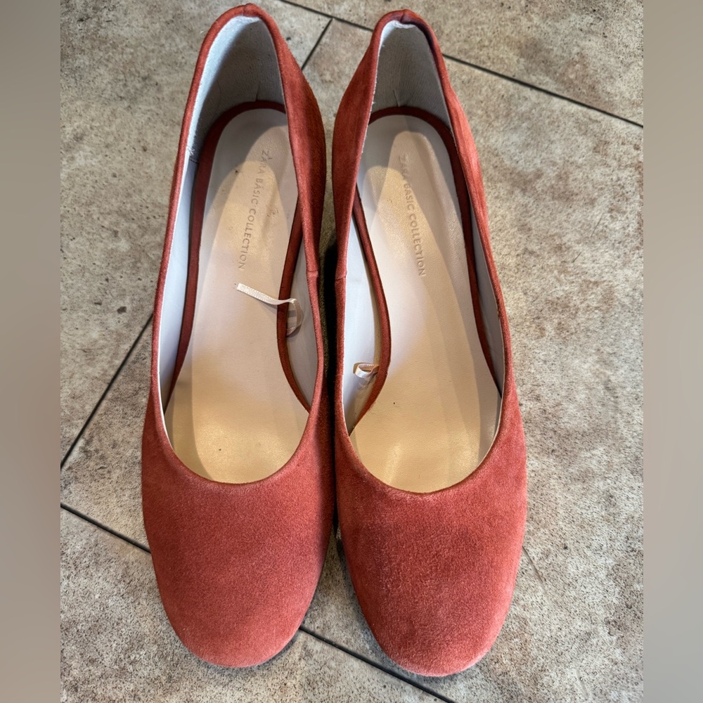 Zara rust block shoes